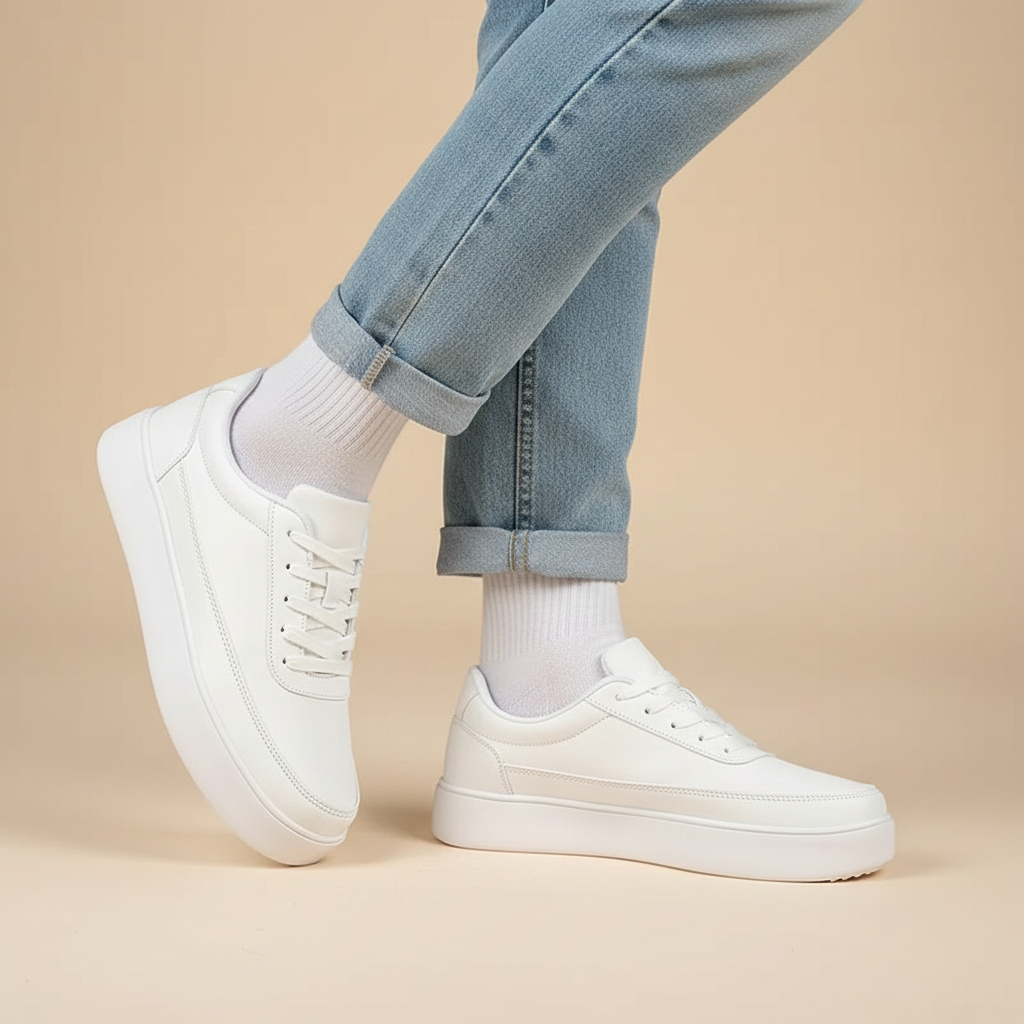 Men's White Platform Sneakers | Casual Footwear for Everyday Use
