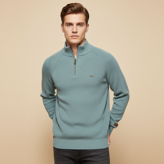 Men's Half-Zip Sweater | Slim Fit Knitted Jumper