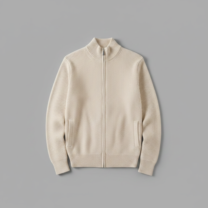 Men's Slim Fit Zip Cardigan | Stylish Ribbed Knit Jacket
