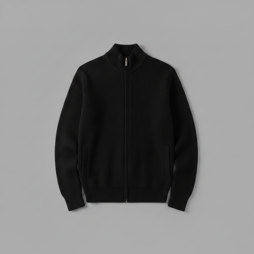 Men's Slim Fit Zip Cardigan | Stylish Ribbed Knit Jacket