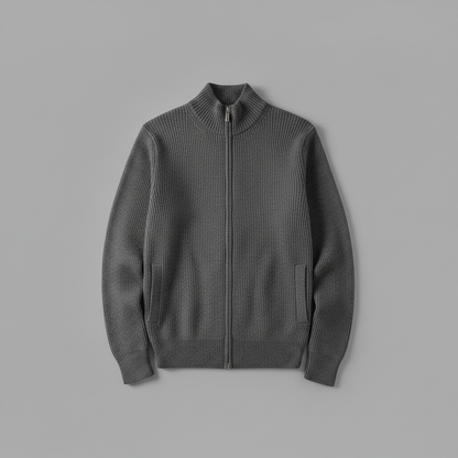 Men's Slim Fit Zip Cardigan | Stylish Ribbed Knit Jacket