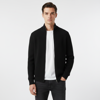 Men's Slim Fit Zip Cardigan | Stylish Ribbed Knit Jacket
