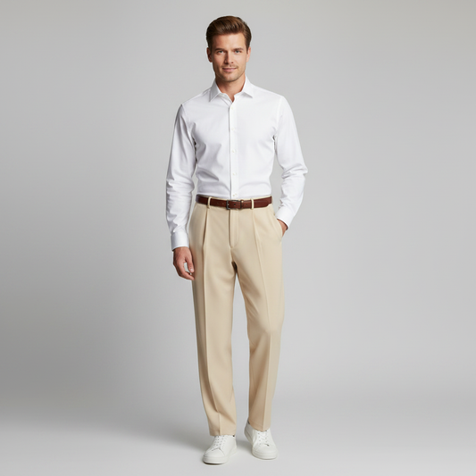 Men's Straight Fit Pleated Pants | Formal Wear