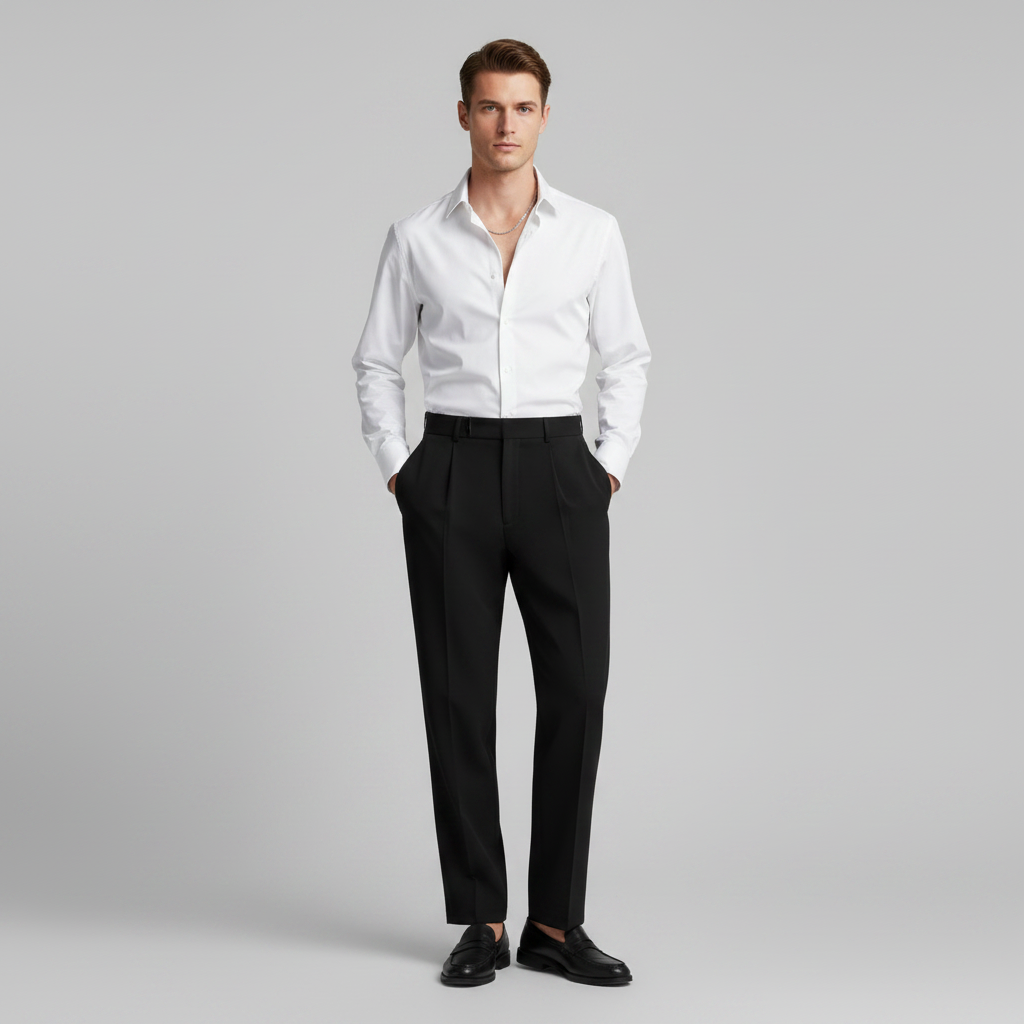Men's Straight Fit Pleated Pants | Formal Wear