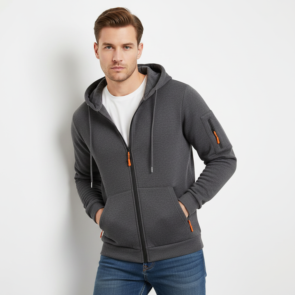 Men's Utility Zip-Up Hoodie | Stylish Sweatshirt with Pockets